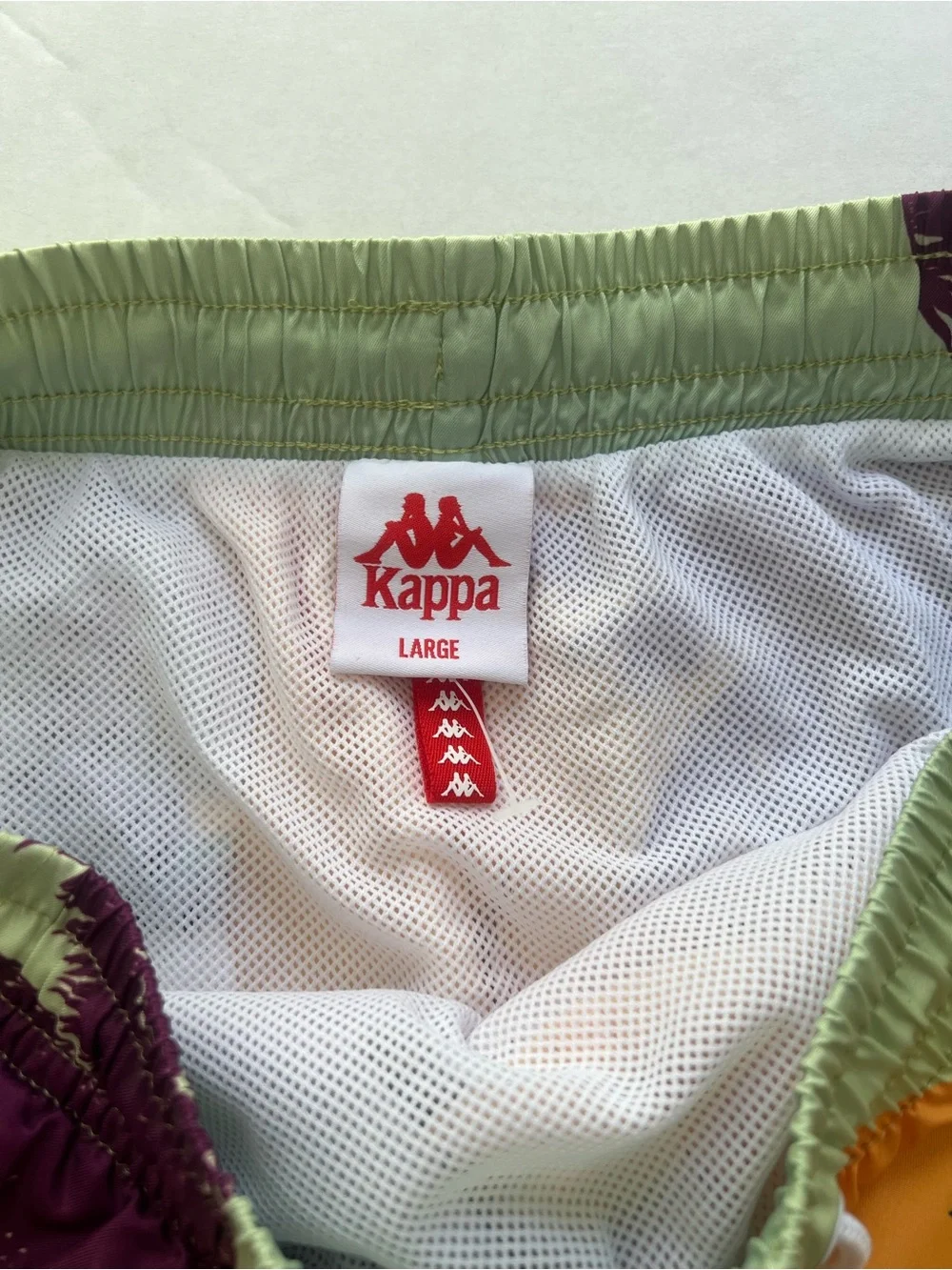 Kappa Men's Yellow Orange Tropical Palm Swim Trunks